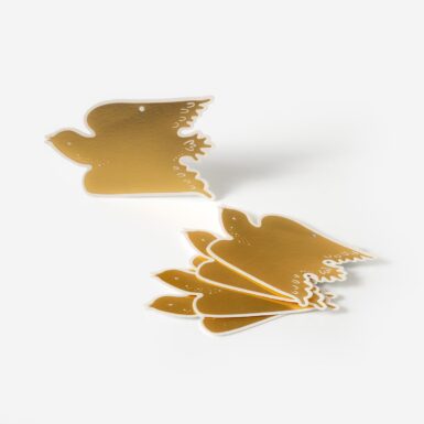 A Flock of Twelve Golden Foiled Bird Tags