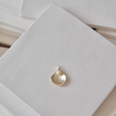 Large Scallop Shell Charm with Pearl