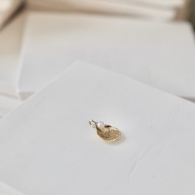 Medium Scallop Shell Charm with Pearl