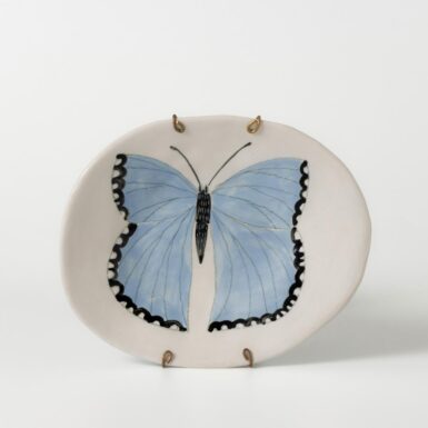 A Gemma Orkin Fynbos Blue Butterfly Plate, 12x16cm