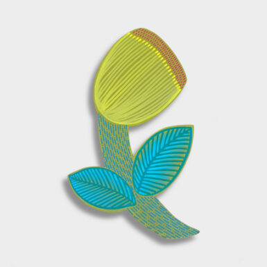 Spring Flower VI, Aldo Brincat. Acrylic Paint on Hardwood, 34cm high.
